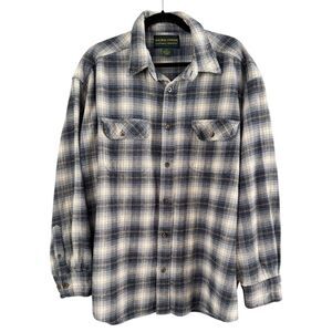 Hazel Creek Vintage Men's Heavyweight Flannel Button Up Blue Plaid Shirt Sz 2XL